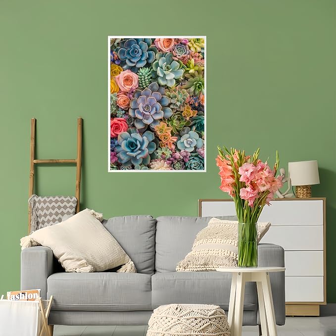 Diamond Art Kits for Adults,Succulent Plants Diamond Paintings Kits | 5D DIY Flower Paint By Diamonds,Full Round Drill Diamond Dot Gem Art Painting Kits,for Home Wall Decor 11.8X15.7 Inch