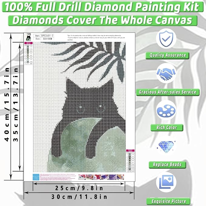 3 Pack Black Cat Diamond Art Kits for Adults Diamond Painting Kit Beginner