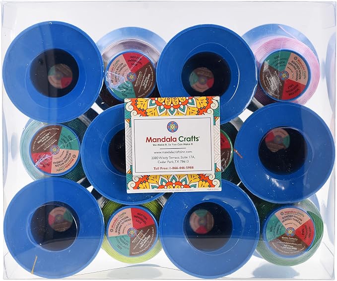 Mandala Crafts Size 138 420D T135 12 Vibrant Bonded Nylon Thread, 1440 YDs