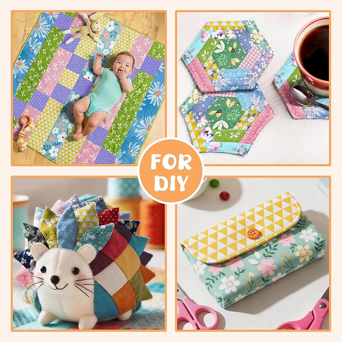Aubliss 50pcs 100% Cotton Fabric Bundle 8" x 8" PreCut Fat Squares Sheets