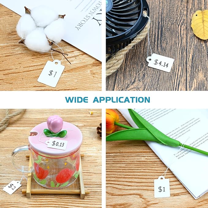 1200 Pack White Price Tags with String Attached Writable Display Labels