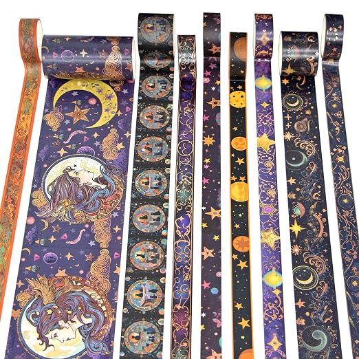 Geesinimo Washi Tape Set 29 Rolls, Magic Themed Decorative Paper Tapes for Halloween Journaling, Scrapbooking Supplies, Planners,DIY Crafts,Gift Wrapping