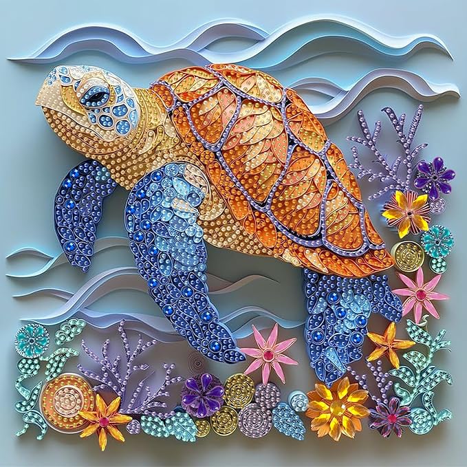 AIBOERL Diamond Art Kits for Adults，Turtle Special Shaped Diamond Painting | Special Shape Turtle Diamond Painting for Beginners DIY Rhinestone 5D Diamond dots(Gemstone Craft)Wall Art Gift 12x12IN