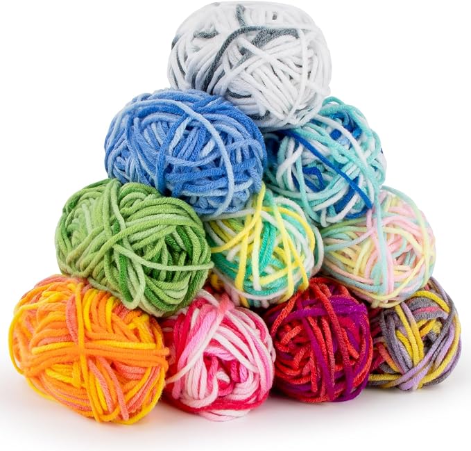 MAQIHAN 10x15g Ombre Yarn for Crocheting - Soft Cotton Yarn for Knitting | Multicolor Variegated Yarn Skeins for Handicrafts, Assorted Vibrant Colors for Crochet & Knitting Beginners, Adults