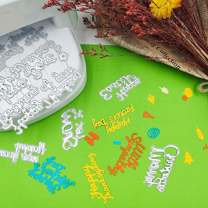 DaKuan 30 Pcs Holiday Blessings Steel Cutting Dies Set for Card Making - Christmas, Birthday, Thanksgiving, Easter, Valentine's, Good Luck, Thank You Craft Supplies
