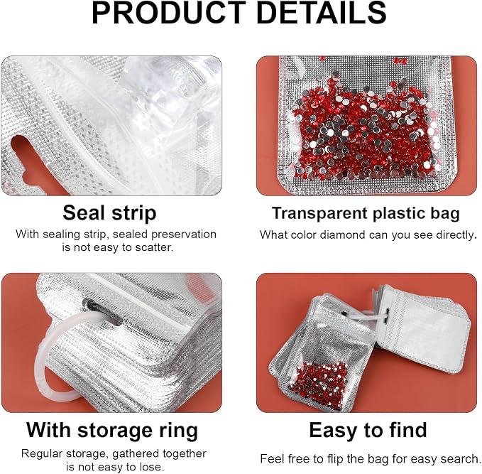 50PCS Diamond Painting Beads Storage Bags | Reusable Ziplock Pouches for DIY Diamond Art, Gem & Bead Organizer, Craft Supplies Storage Accessories