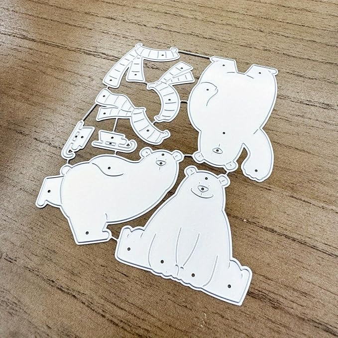 Lapoo Festivals Metal Cutting Die for Scrapbooking - Christmas Cut Stencils for DIY Scrapbook Photo Album Decorative Paper Card, Card Making Supplies, Embossing (Three Polar Bears 4.9 x 4 in)