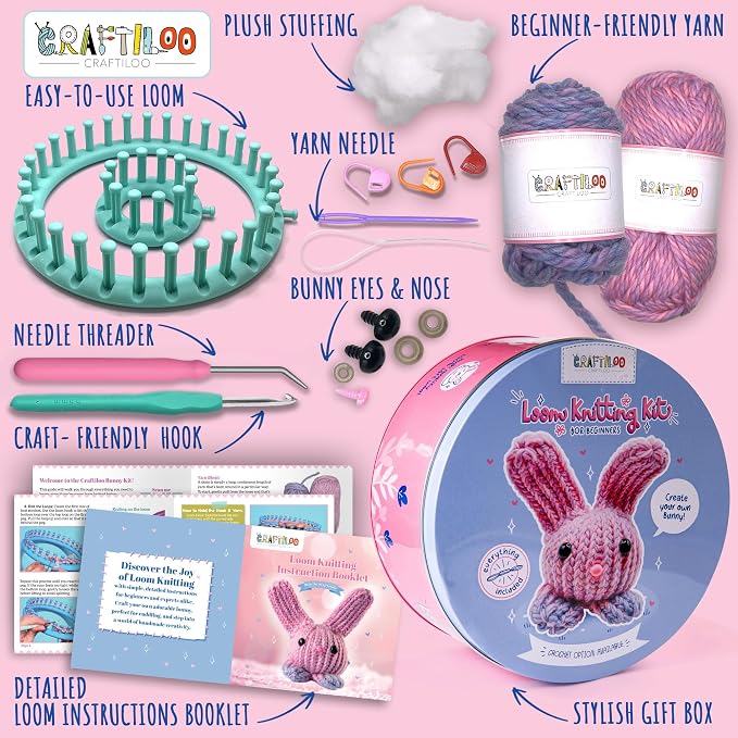 Loom Knitting & Crochet Kit for Kids - Beginner Bunny Knitting Kit