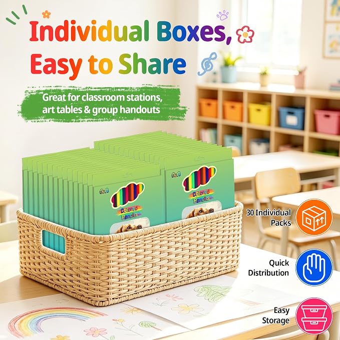 720 Count Colored Pencils Bulk, 30 Packs Colored Pencils, 24 Colors Pre-sharpened Coloring Pencils for Adults, Bulk School Supplies for Teachers, Classroom Prizes, Drawing Sketching Shading