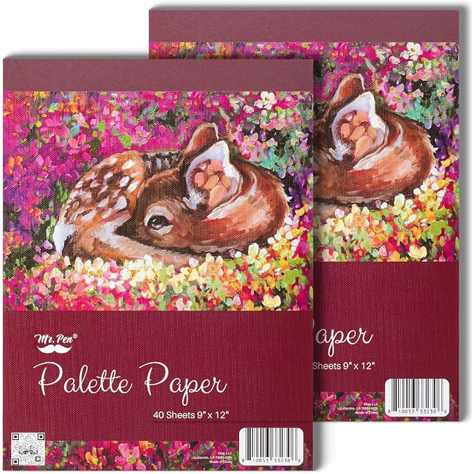 Mr. Pen- Disposable Paint Palette Paper Paint Pad, 9"x12", 40 Sheets | 2 Pack, Acrylic Paint Paper, Suitable for Watercolor, Gouache, Acrylic and Oil Paints, Tear-Off Palette Sheets for Painting