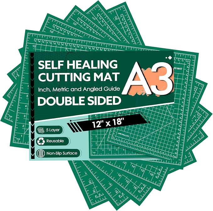 5 Packs Self Healing Cutting Mat Bulk 12"x18" Rotary Cutting Sewing Mats A3 | Cutting Board for Fabric Crafting Sewing Scrapbooking Quilting, Precision Cutting, Double Sided 5-Ply