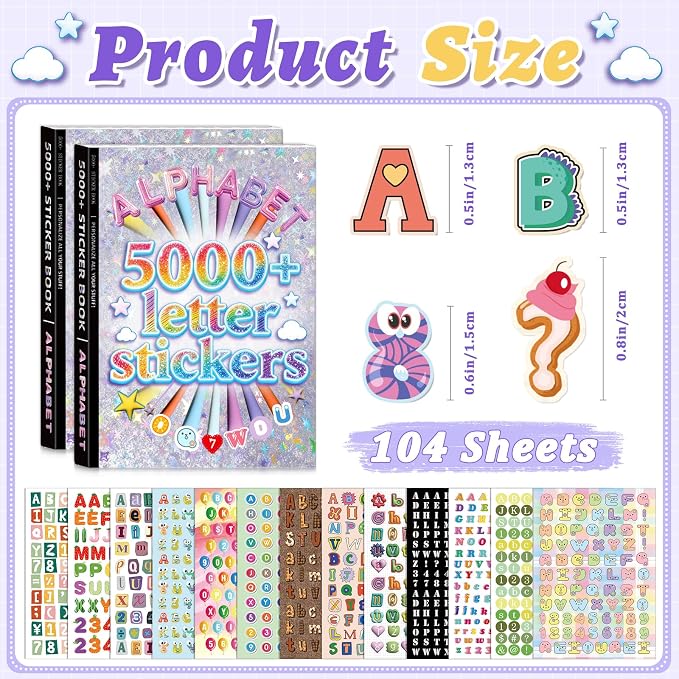 Letter Stickers,10000 PCS+ Alphabet Stickers, Scrapbooking Stickers,2 Books