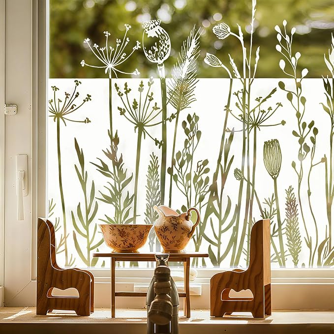 ADD.HERES Stained Glass Window Film, Window Film Decorative, 17.5 x 78.7 in
