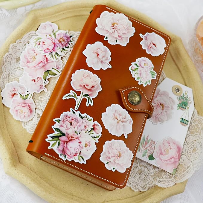 CATaireen Vintage Junk Journal Items Kit Pre Cut Paper Cards Cutout Cardstock Art Aesthetic Decor Hollow Out Craft Elements Small Embellishments Supplies for Adults Scrapbook Pack (Floral Pink)