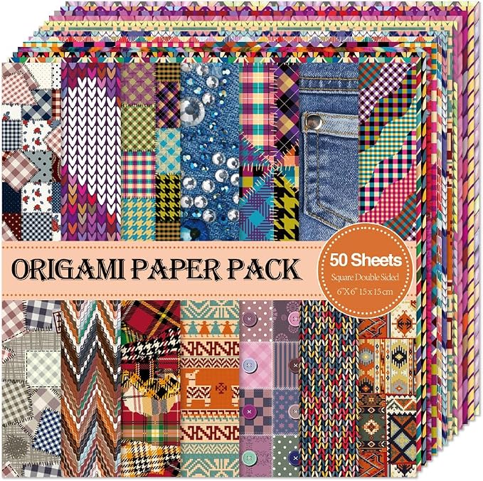6x6" Origami Paper,50Sheets Double Sided Colored Paper,Square Craft Paper