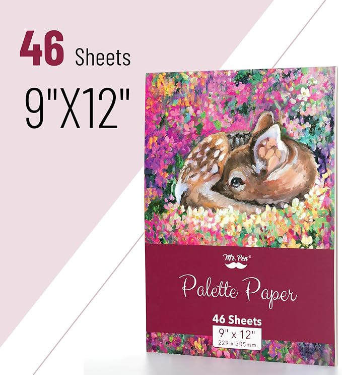 Mr. Pen- Disposable Paint Palette Paper Paint Pad, 9"x12", 46 Sheets | Acrylic Paint Paper, Suitable for Watercolor, Gouache, Acrylic and Oil Paints, Tear-Off Palette Sheets for Painting