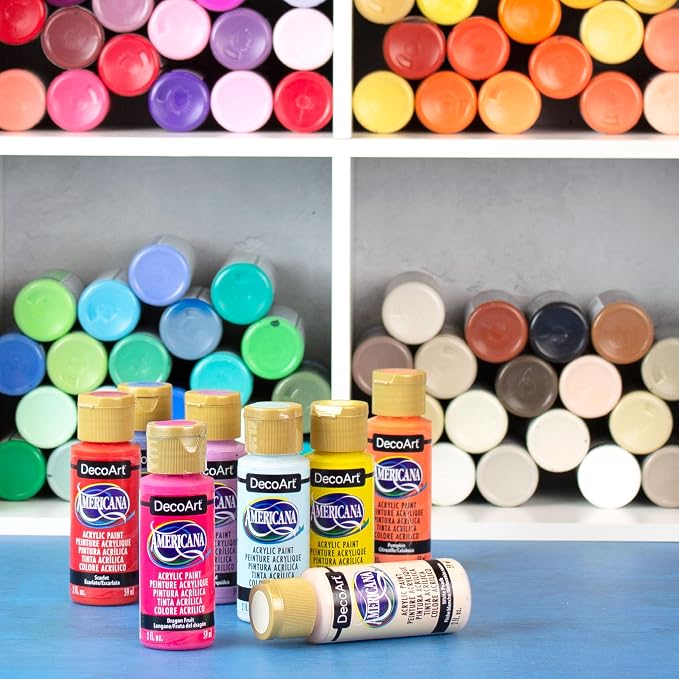 DecoArt Americana Acrylic Paint Set – Starter Set, 24 Bottles (2 fl oz) – Art and Craft Acrylic Paints for Canvas, Wood, and More