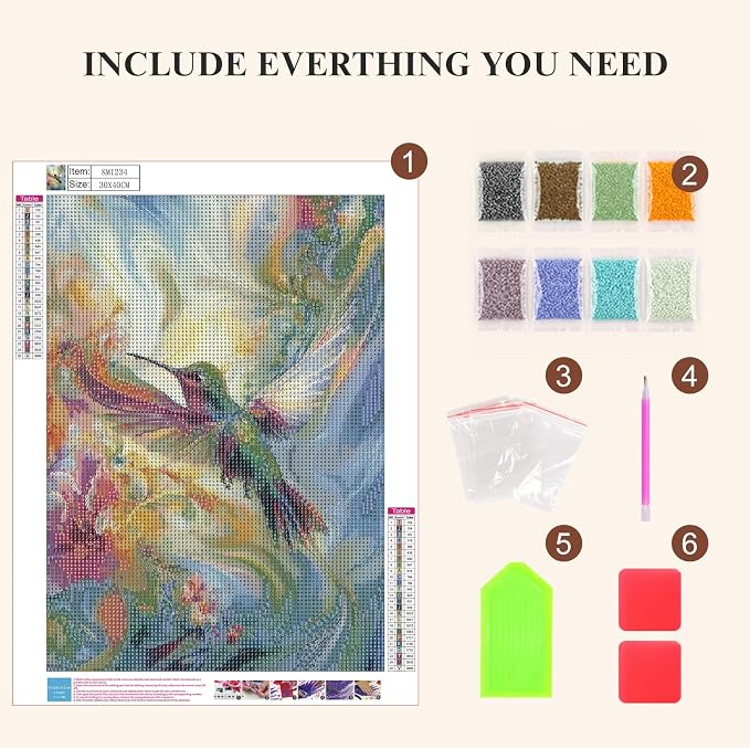Mosaflare 5D Hummingbird Diamond Painting Kits for Adults 12x16 Inch