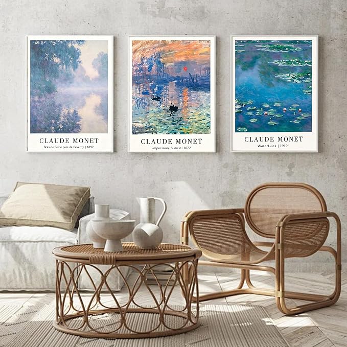 3 Pack Monet Paint by Numbers Kit for Adults Beginner (Without Frame)