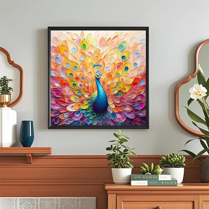 Paint by Number for Adults, Paint by Numbers Kit for Adults 16x16 Inch | Peacock Paint by Numbers Kit for Adults, Acrylic Painting by Numbers, DIY Arts and Crafts for Gifts or Home Decor