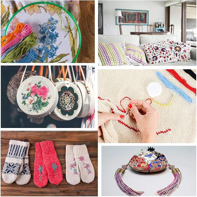 LOVIMAG Embroidery Thread 360pcs Friendship Bracelet String Floss Kit Yarn | Hair Wrap Shirt Lanyard Patterns Crochet Craft Threads Supplies Cross Stitch Sewing Needlepoint Thin Rainbow Beginners