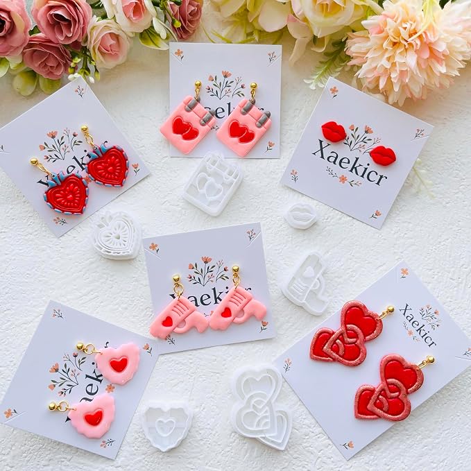 Heart Theme Polymer Clay Cutters Set – Molds and Clay Cutters for Polymer Clay, Decorative Clay Earring, Clay Tools
