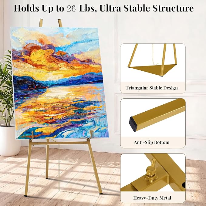 Ndsox Gold Easel Stand for Sign, 4-Tier Adjustable Easel Display Stand