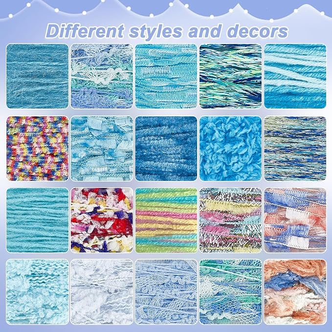 GORGECRAFT 20 Bundles Hand Spun Original Art Yarns Kit Assorted Novelty Yarn Macrame Lace Ribbon Handmade Fringe Trim for Knitting Crochet Textile Decorative Tassels Jewelry Making Fiber DIY Crafts
