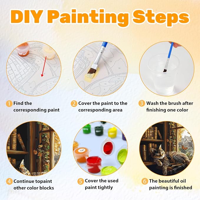 CRZMODE Cat Paint by Numbers Kit for Adults, Sleeping Cat Paint by Numbers for Adults, Acrylic Painting Crafts for Home Decor Gift (16x20inch)