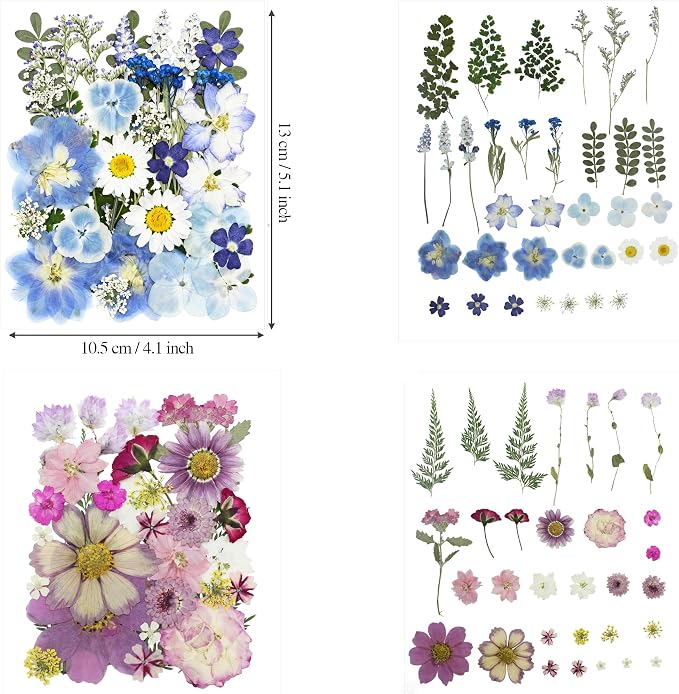 Stylifeo120PCS Natural Dried Pressed Flowers Leaves for Resin Molds Crafts