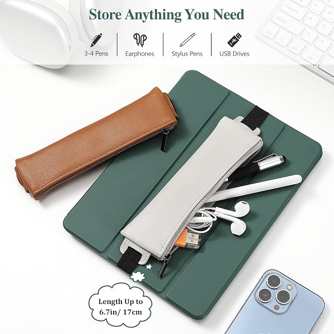 MoKo Elastic Pen Holder for Notebook, 4 Pack PU Leather Pencil Pouches