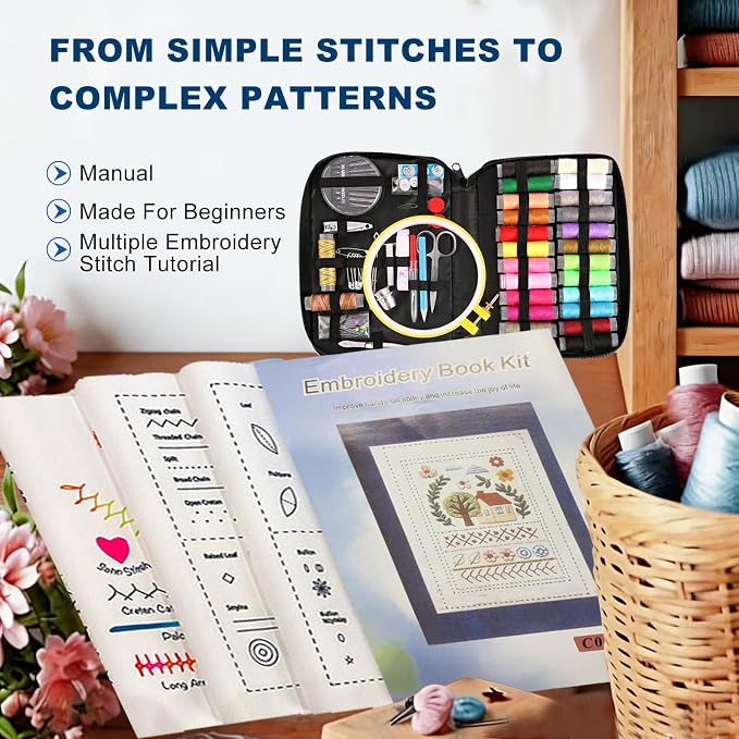 Embroidery Stitch Book Kit for Beginners, 106 Patterns with Tools Tutorials