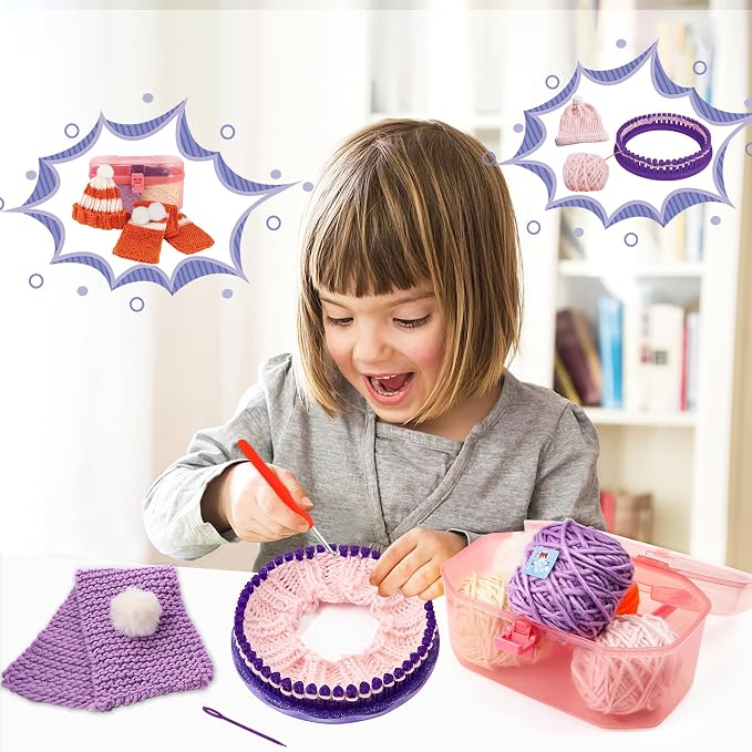 QXHOL Knit Hat Scarf Knitting Loom Kit - DIY Craft Kit for Beginners