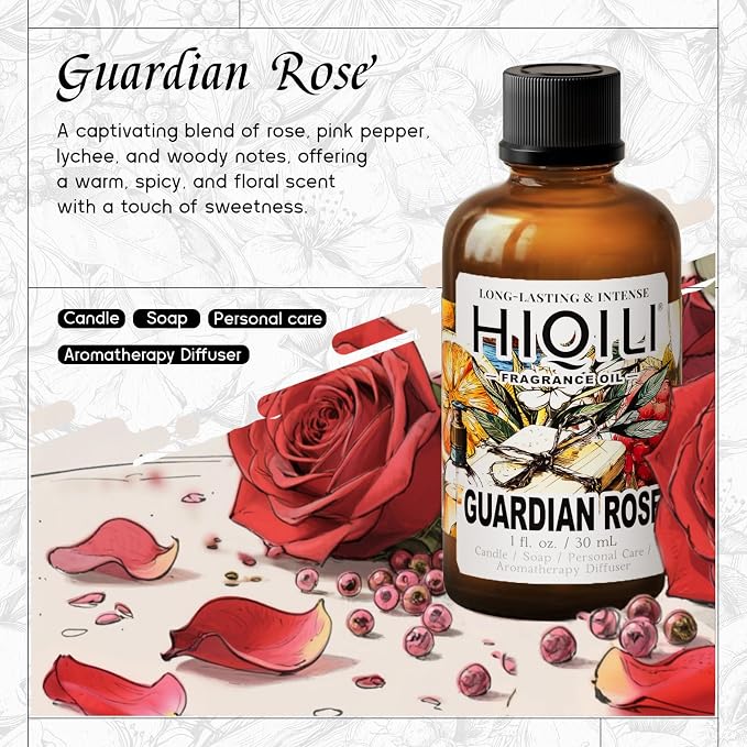 HIQILI Guardian Rose Fragrance Oil for Candle, Soap & Perfume - 1 Fl Oz