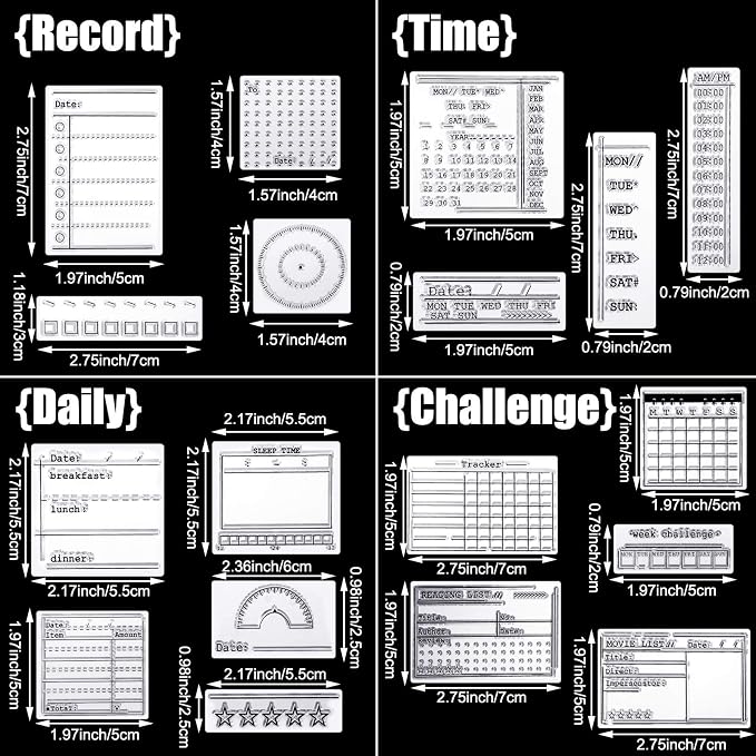 Zonon 18 Pieces Journal Stamps Clear Planner Stamps DIY Crafts