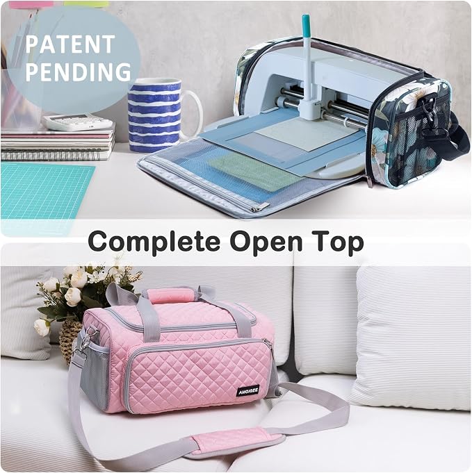 AMOIGEE Carrying Case for Cricutt Joy Xtra, Joy Extra Bag, Full Open Case with Pockets for Cricutt Joy Xtra Accessories and Tools, Dust Cover, Mat