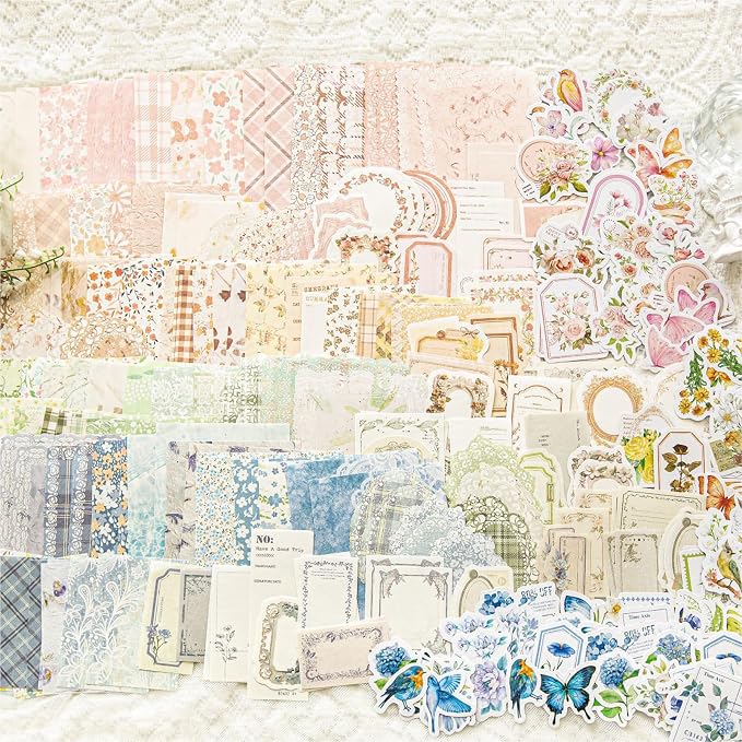 400 Sheets Scrapbook Papers Journaling Stickers Scrapbooking Supplies Kit Junk Journal Supplies Decorative Craft Stickers for Planner, Bullet Journal Collage Card Embellishment Retro Crafts