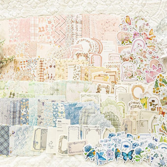400 Sheets Scrapbook Papers Journaling Stickers Scrapbooking Supplies Kit Junk Journal Supplies Decorative Craft Stickers for Planner, Bullet Journal Collage Card Embellishment Retro Crafts