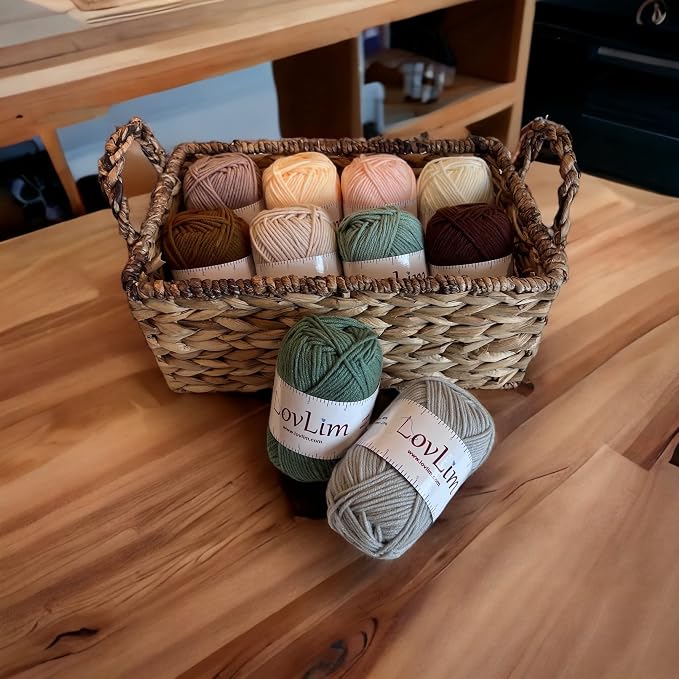 Milk-Cotton Crochet Yarn Kit, 10x50g Skeins DK Weight, 1250+ Yards, Hooks, Needles & Safety Eyes, 40+ Free Patterns, for Amigurumi, Crocheting & Knitting - Nature Palette