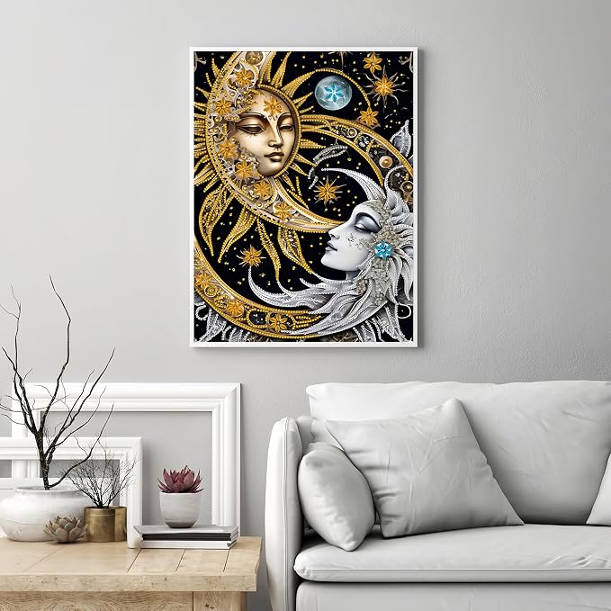 DOTSTART Diamond Art Kits for Adults,Sun and Moon Diamond Paintings Kits | Special Shaped 5D DIY Crystal Paint By Diamonds,Diamond Dot Gem Art Painting Kits,for Home Wall Art Decor 11.8X15.7Inch