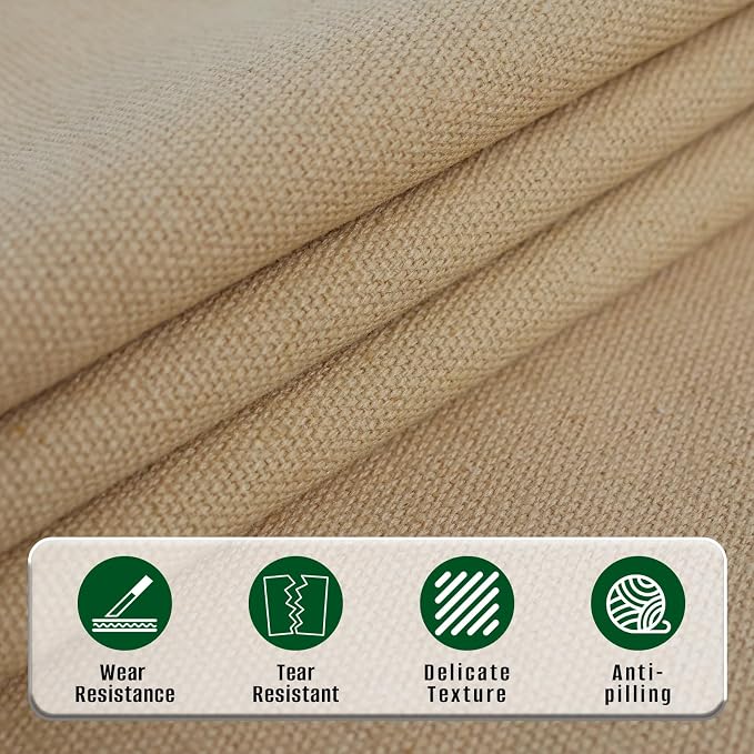 10oz Heavy Duty Cotton Canvas Fabric 60" x 40", Thick Cotton Duck Cloth for Painting, Sewing, Crafts, Tote Bags, Embroidery, Home Decor, Drop Cloth (Khaki)