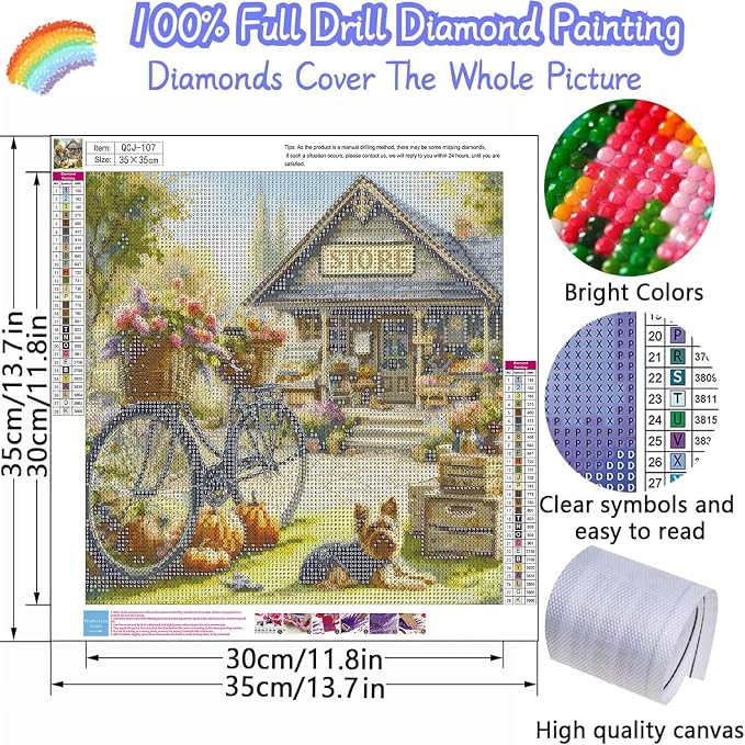 Accompany Wind Store Diamond Art Kits for Adults, 5D Diamond Painting Kits for Beginners,DIY Round Full Drill Diamonds Gem Art Crafts for Home Wall Decor Gifts 14x14 Inch