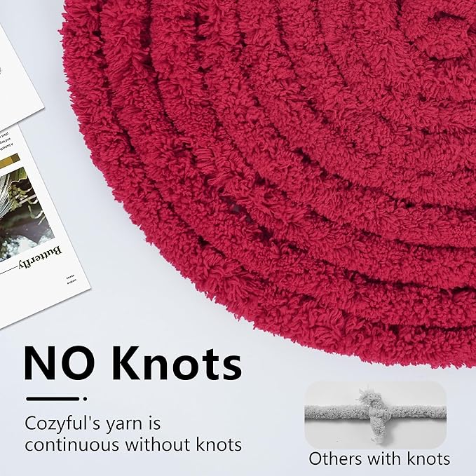 Cozyful Chunky Yarn for Hand Knitting - #10 Chunky Chenille Yarn, Jumbo Big Thick Chunky Yarns for Crocheting, Super Bulky Chunky Knit Blanket Yarns, 8 Skein (22 yds 8 oz Each Skein), Cherry Red