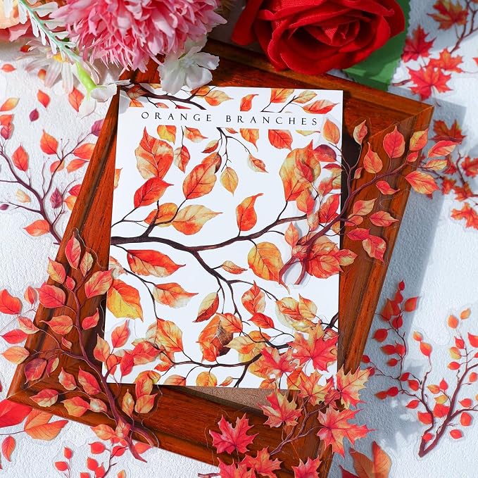 120 Pieces Botanical Colorful Branches PET Stickers, 6 Pack Aesthetic Background Decorative Stickers for Scrapbooking, Journaling, Creative Journal Supplies, and DIY Crafts