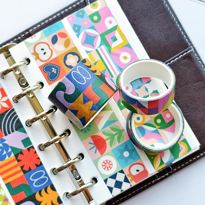 Bomichi Washi Tape Set - 34 Rolls Modern Geometric Pattern Scrapbook Tape