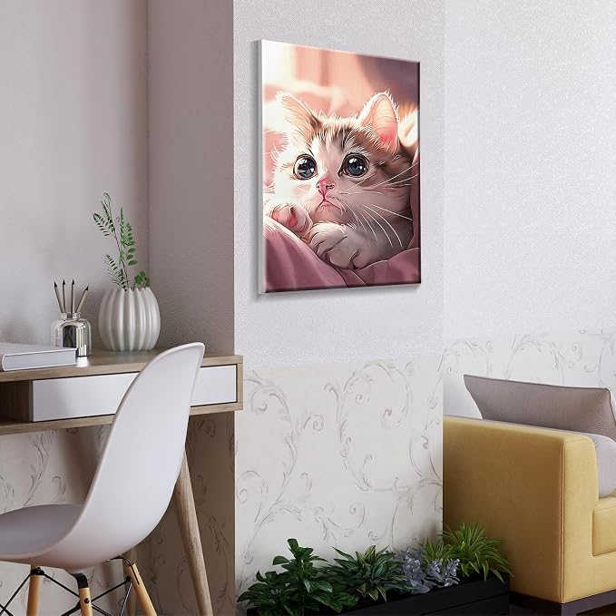 ATDMS Cat Paint by Numbers Kit for Adults with Frame, 8x12 Inch