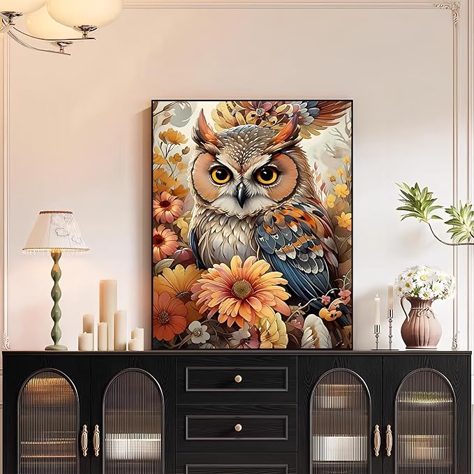XTCIXAL Paint by Numbers Kit for Adults, Owl, 16X20 Inch | DIY Paint by Number for Adults Beginner, High-Definition Color Canvas, Stress Relief, Home Wall Decor, Gifts, Unframed