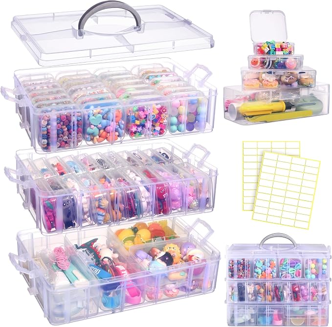 Bead Organizers and Storage, 56 Pcs Small Plastic Containers with Lids