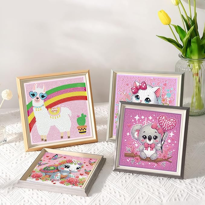 Acelii 6 Pack Elephant Diamond Painting Kits for Kids, 5D DIY Art Set | Cute Elephant Gem Art Kit for Kids & Beginners, Full Round Big Gems, Home Wall Decor, 6 x 6 Inch Craft Gift