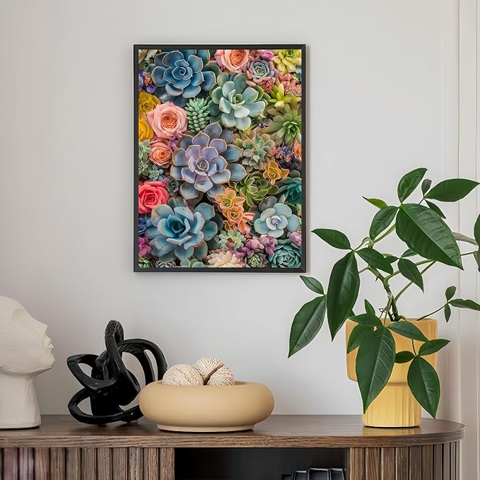 Diamond Art Kits for Adults,Succulent Plants Diamond Paintings Kits | 5D DIY Flower Paint By Diamonds,Full Round Drill Diamond Dot Gem Art Painting Kits,for Home Wall Decor 11.8X15.7 Inch
